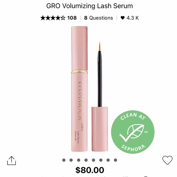 SOLD Sealed VEGAMOUR LASH GRO SERUM best seller / safe / vegan full size - Picture 2 of 11